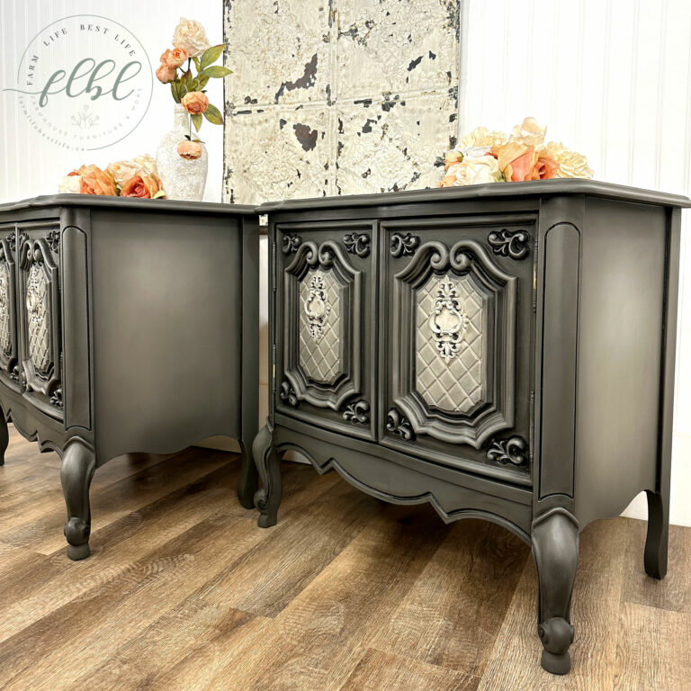 Smoky Fusion Duo Vintage French Provincial Bedside Tables